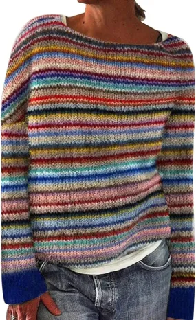 PETYCZEN Womens Fair Isle Sweater Vintage Long Sleeve Mock Neck Sweater Casual Loose Pullover Tops Cozy Warm Knit Sweater