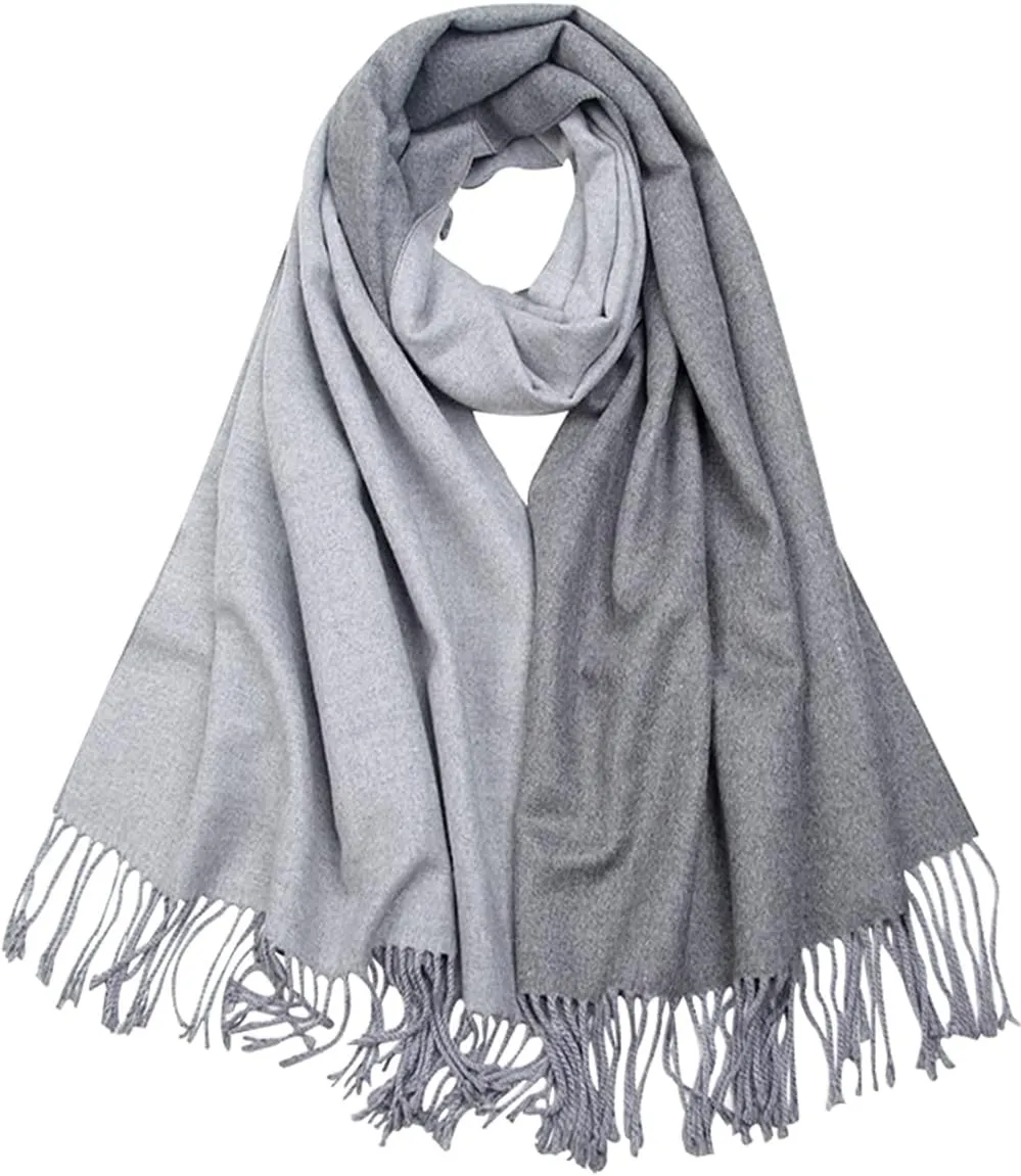 PFLife Cashmere Scarf for Women Wool Scarf Christmas Gift Box Double-sided Style Tassels Winter Thick Oversized Scarves Wraps