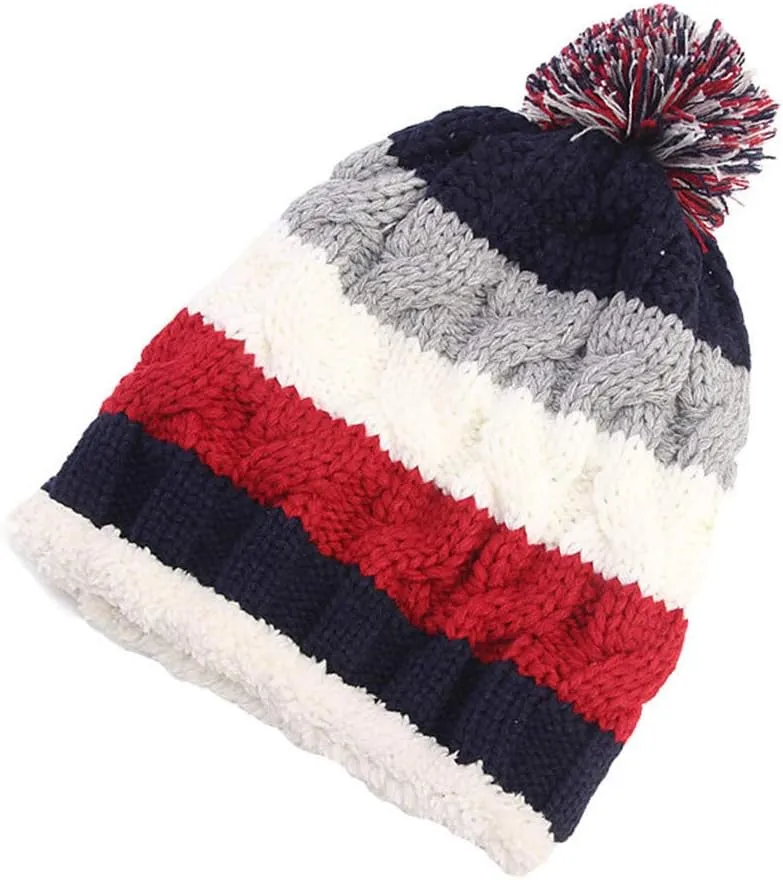 Qianmome Beanie Knitted Winter Pompom Pom Pom Handmade Beanie Casual Cap Skullies Bonnet