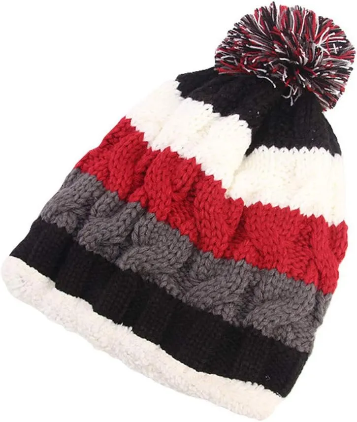 Qianmome Beanie Knitted Winter Pompom Pom Pom Handmade Beanie Casual Cap Skullies Bonnet