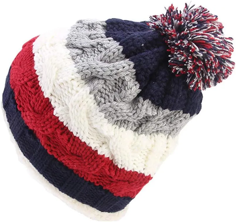 Qianmome Beanie Knitted Winter Pompom Pom Pom Handmade Beanie Casual Cap Skullies Bonnet