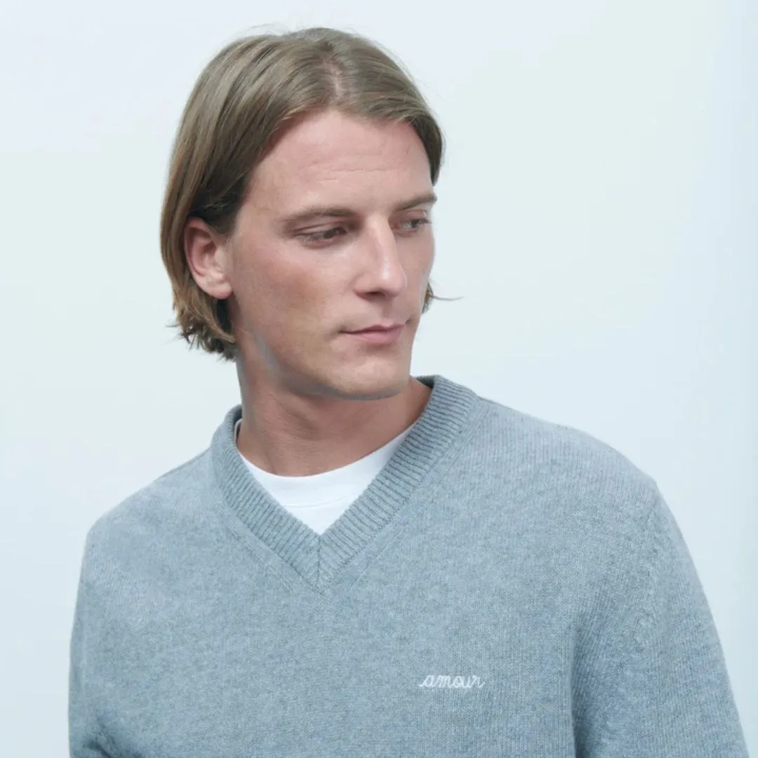 "Amour" Frenay Recycled Wool Sweater (Medium Heather Grey)