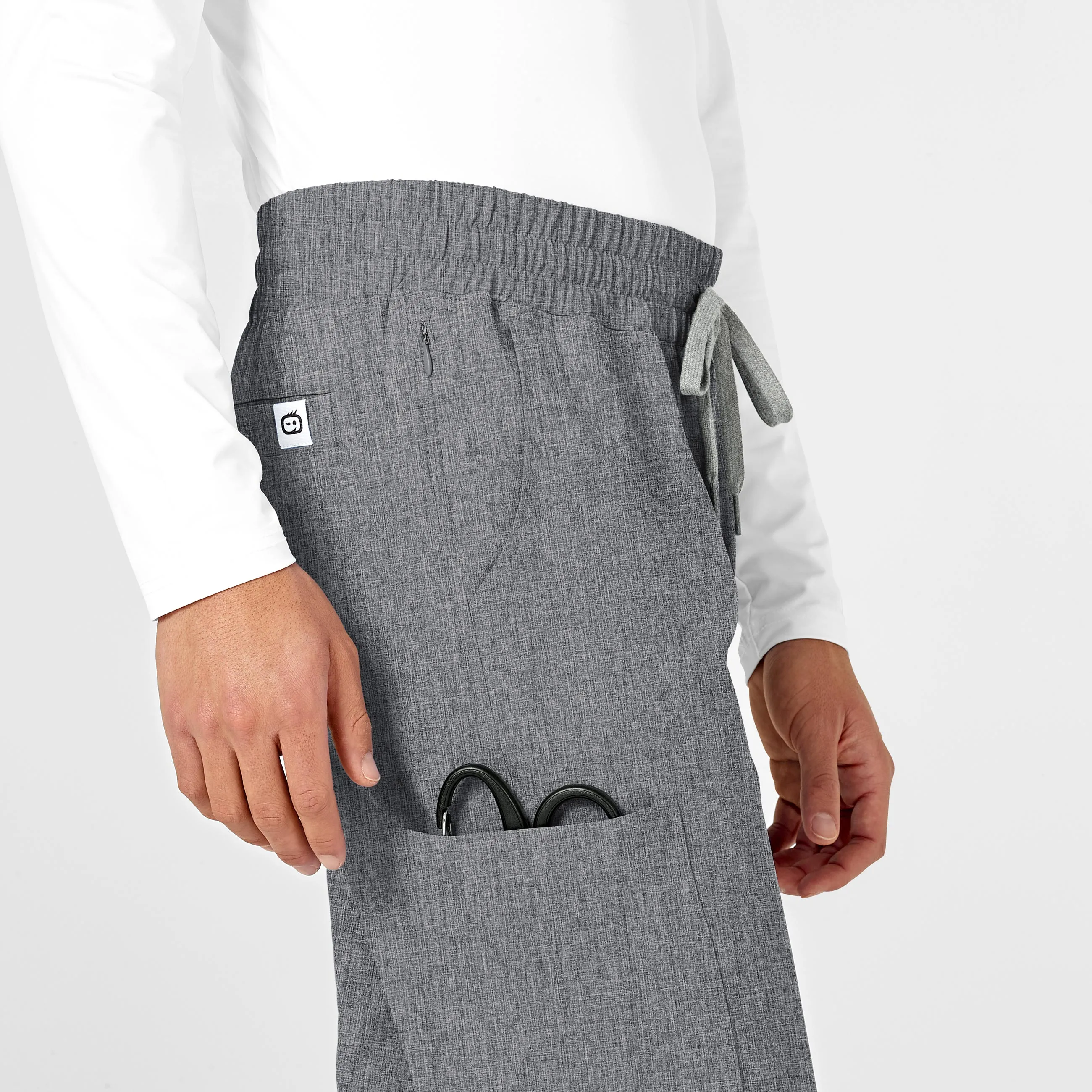RENEW Mens Straight Slim Scrub Pant - Grey Heather