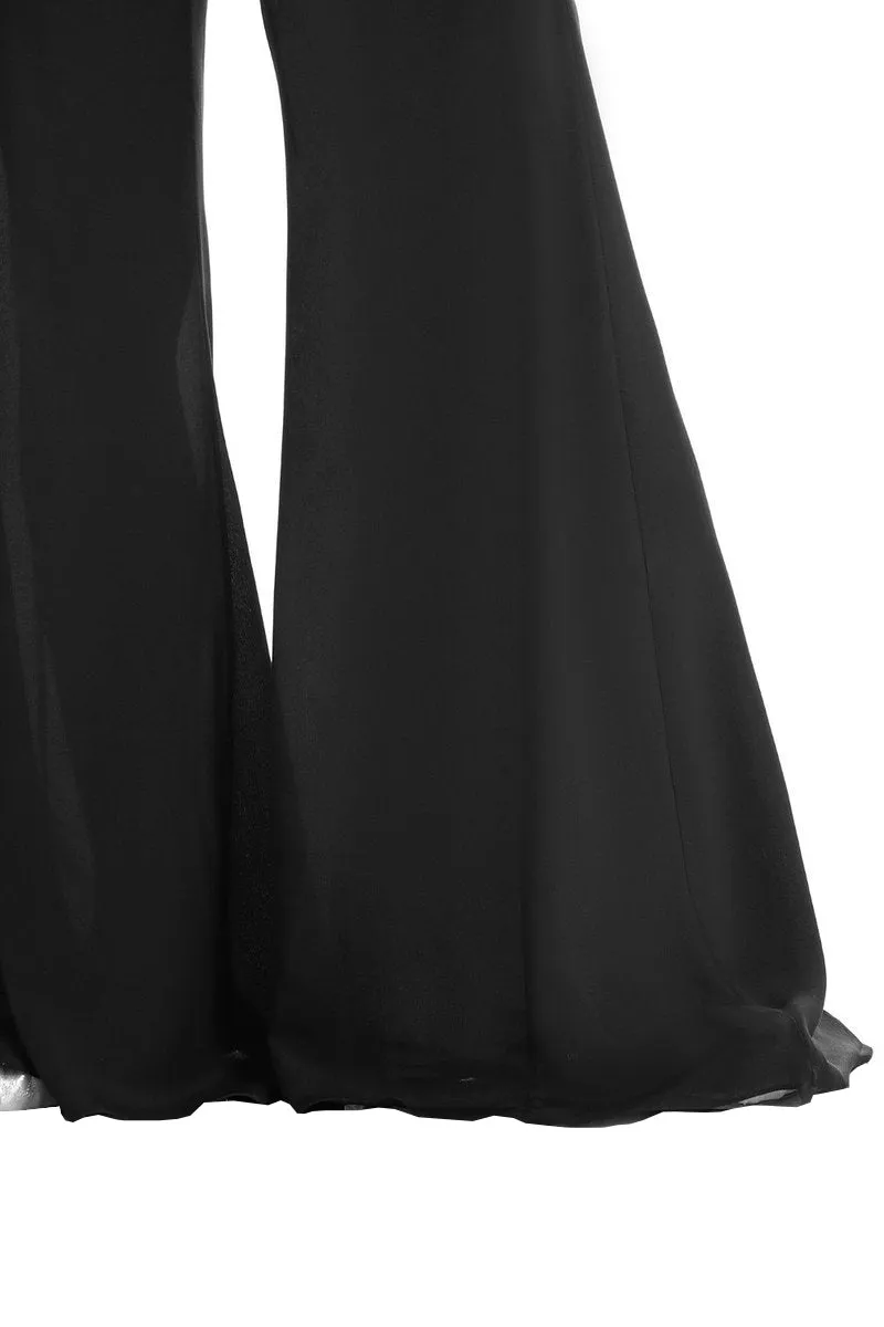 Solid Black Wide-Leg Pants