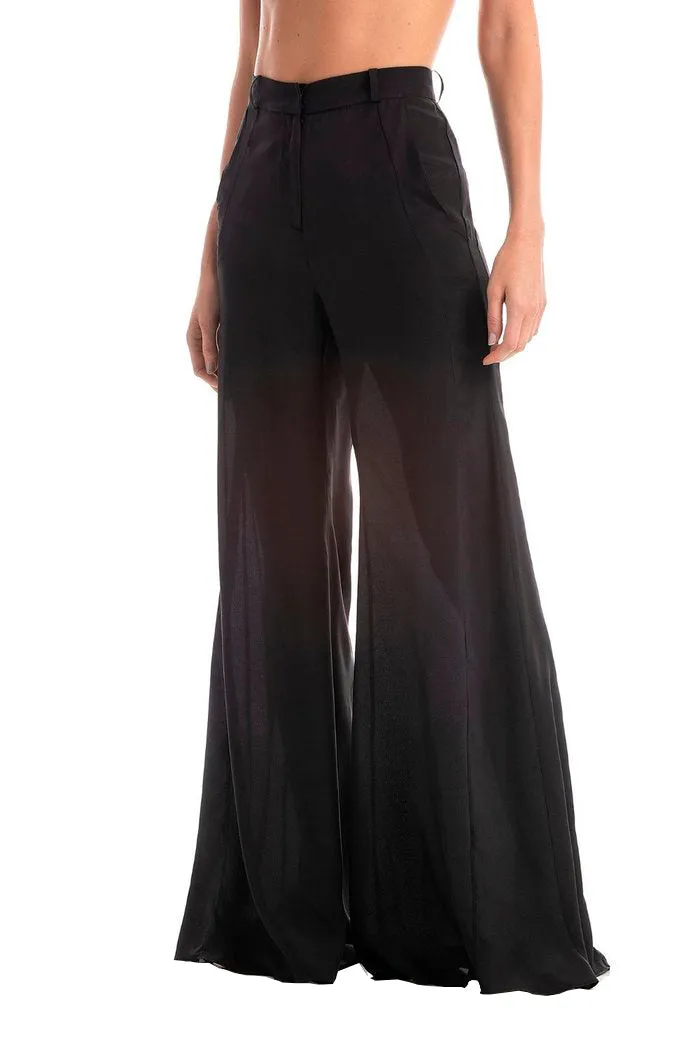 Solid Black Wide-Leg Pants