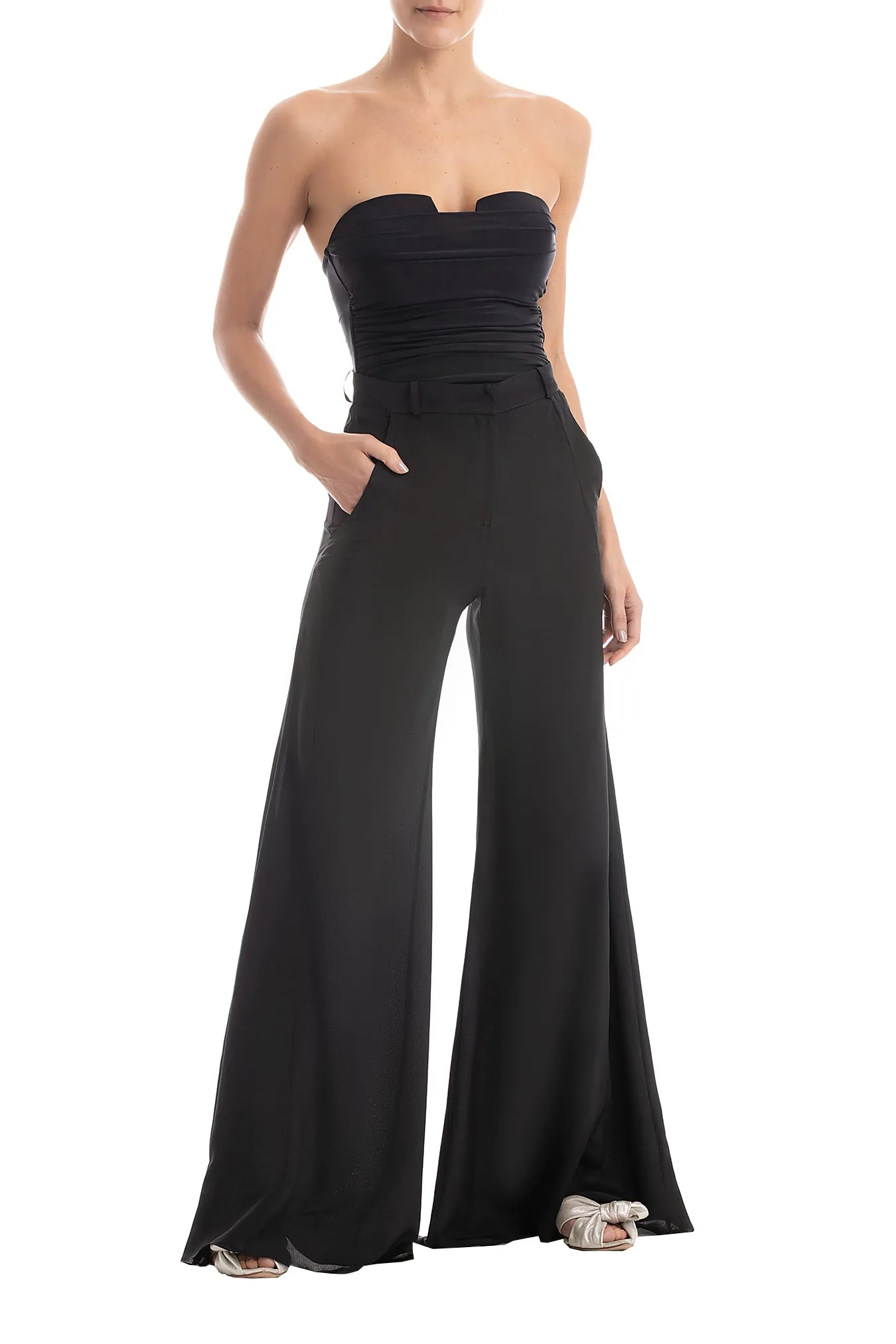 Solid Black Wide-Leg Pants