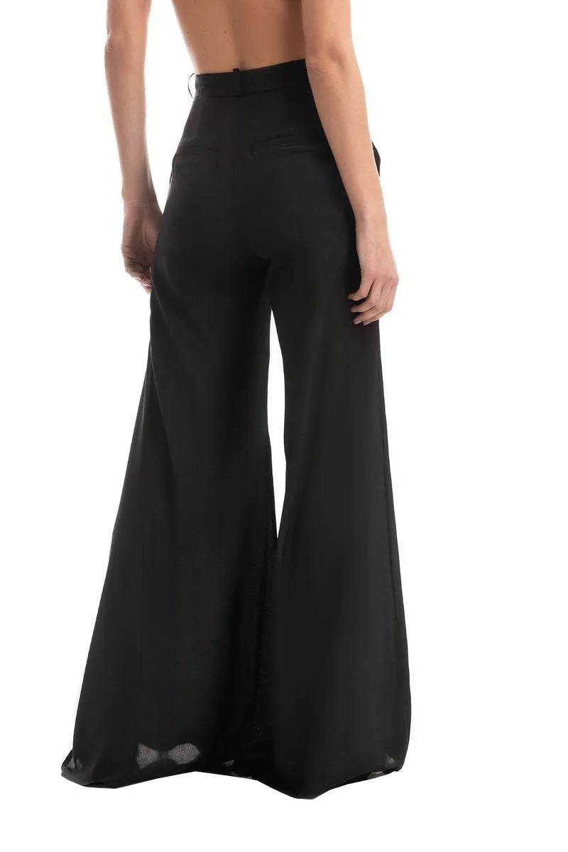 Solid Black Wide-Leg Pants