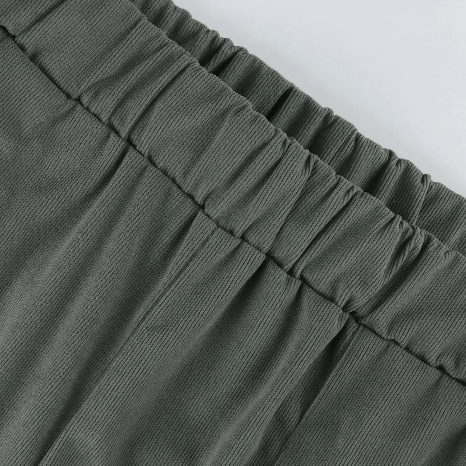 Straight Wide Leg Corduroy Pants Women Business Casual High Waisted Pull On Work Pants Comfy Soft Elastic Waist Pants