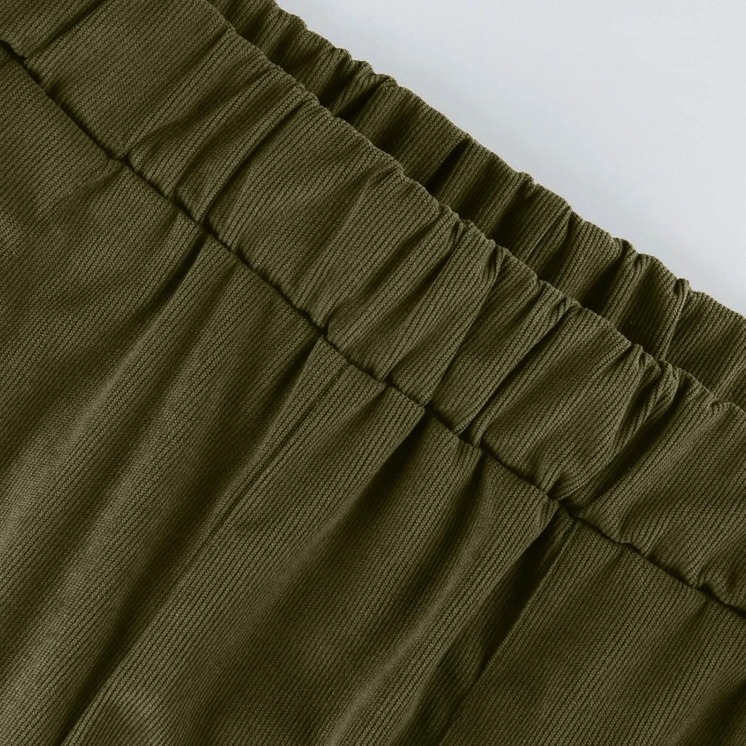 Straight Wide Leg Corduroy Pants Women Business Casual High Waisted Pull On Work Pants Comfy Soft Elastic Waist Pants