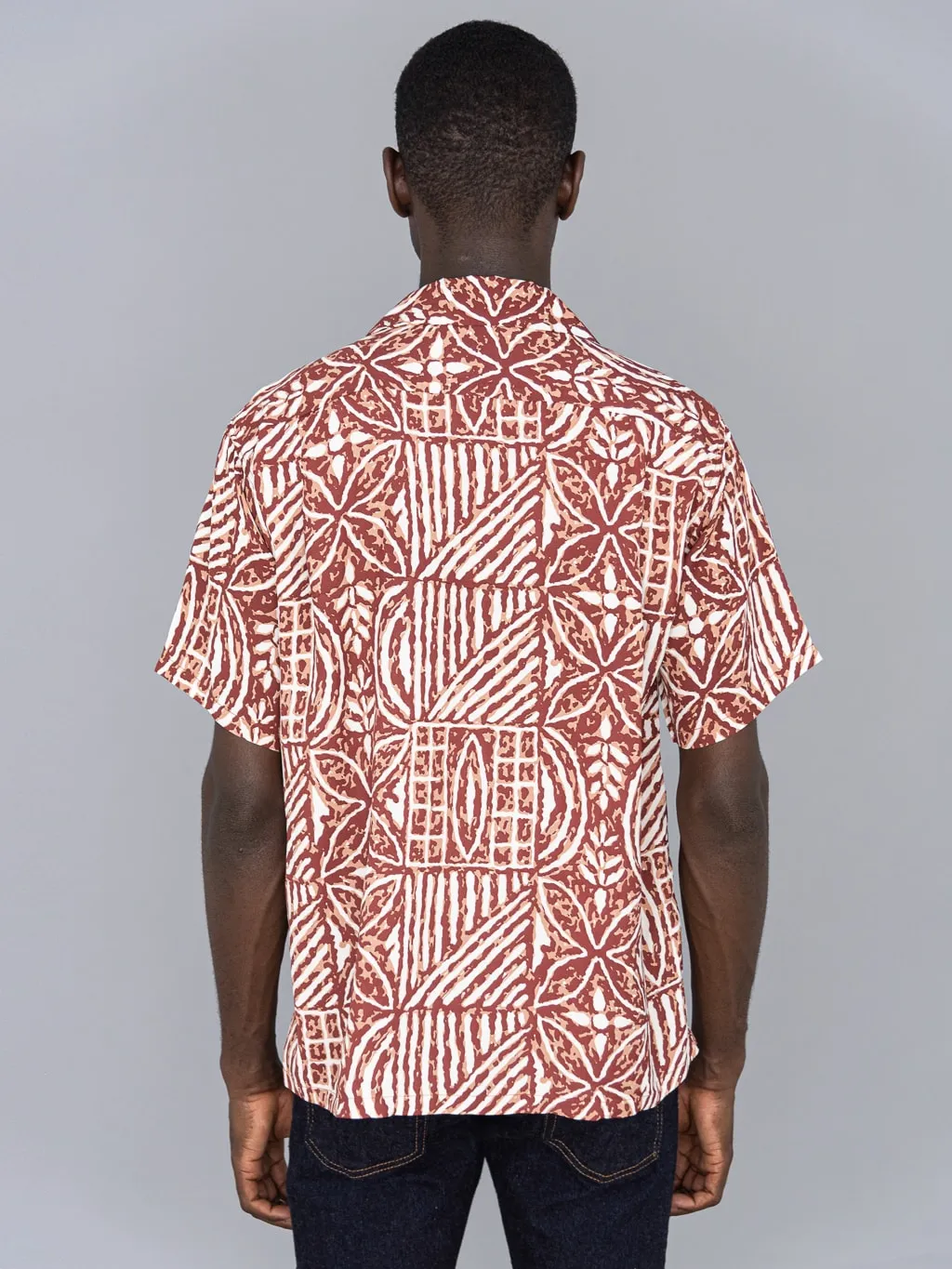 Sun Surf Polynesian Tapa Design Hawaiian Shirt Brown
