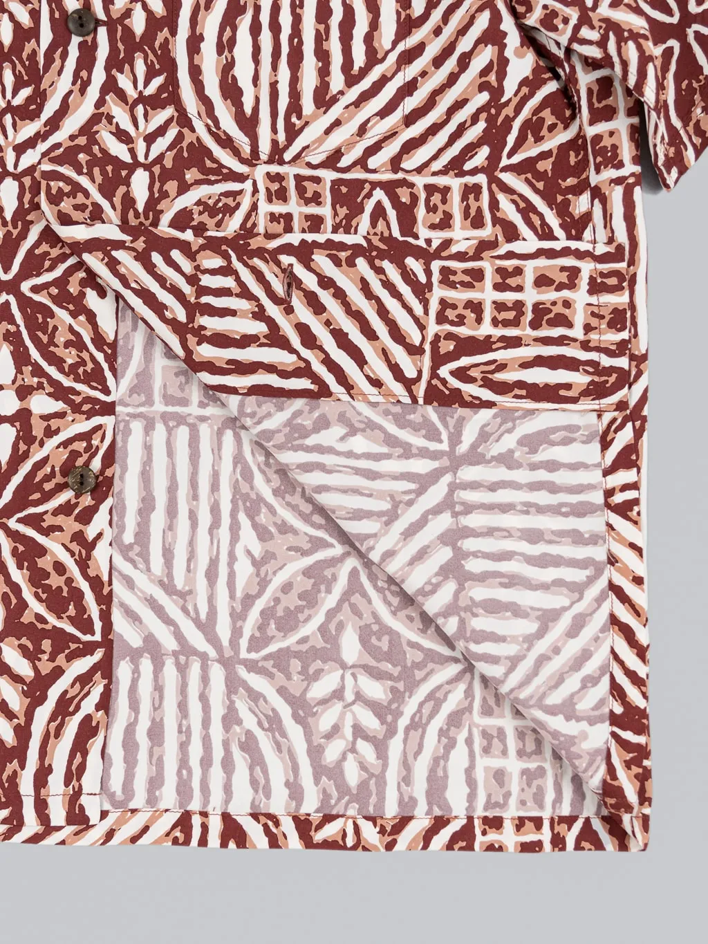 Sun Surf Polynesian Tapa Design Hawaiian Shirt Brown
