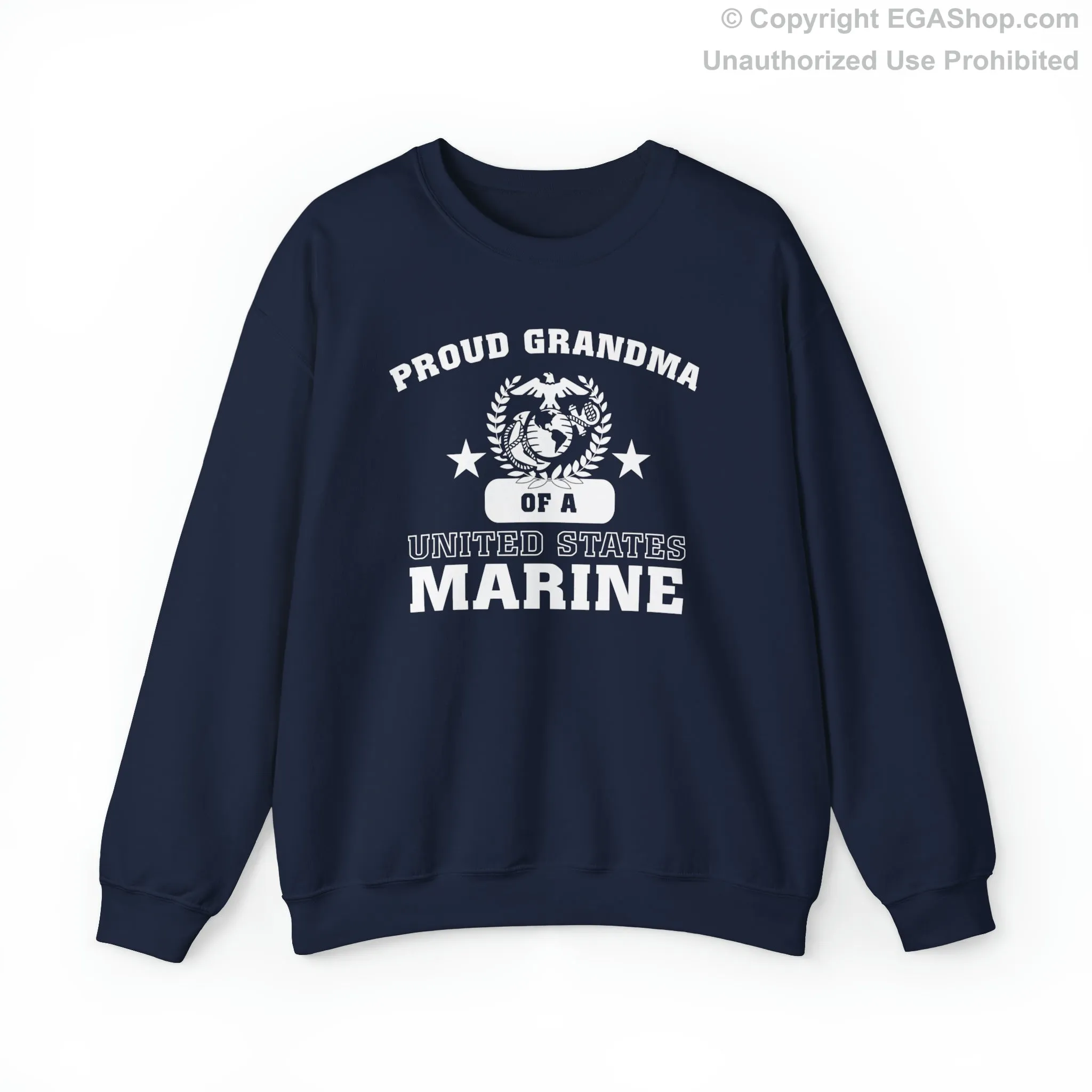 Sweatshirt: Proud Grandma of a Marine (Varsity Style, Color Choices)