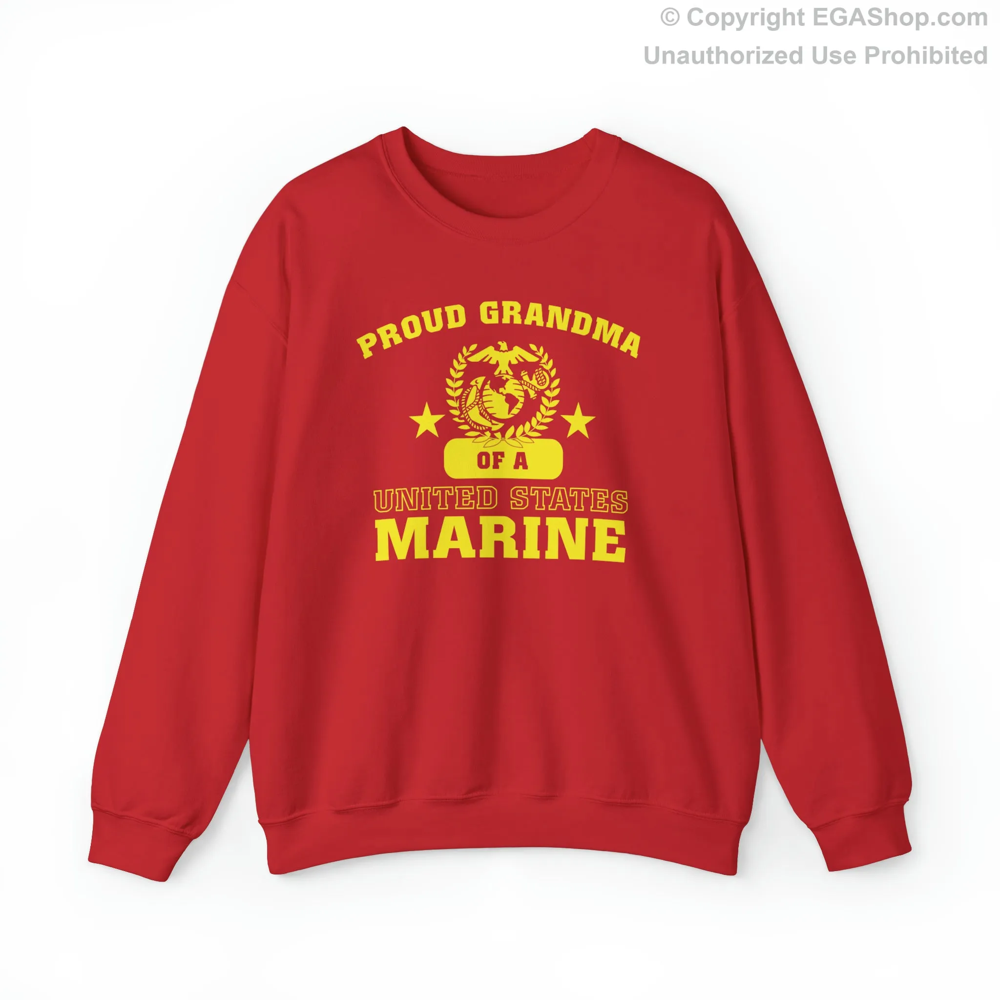 Sweatshirt: Proud Grandma of a Marine (Varsity Style, Color Choices)