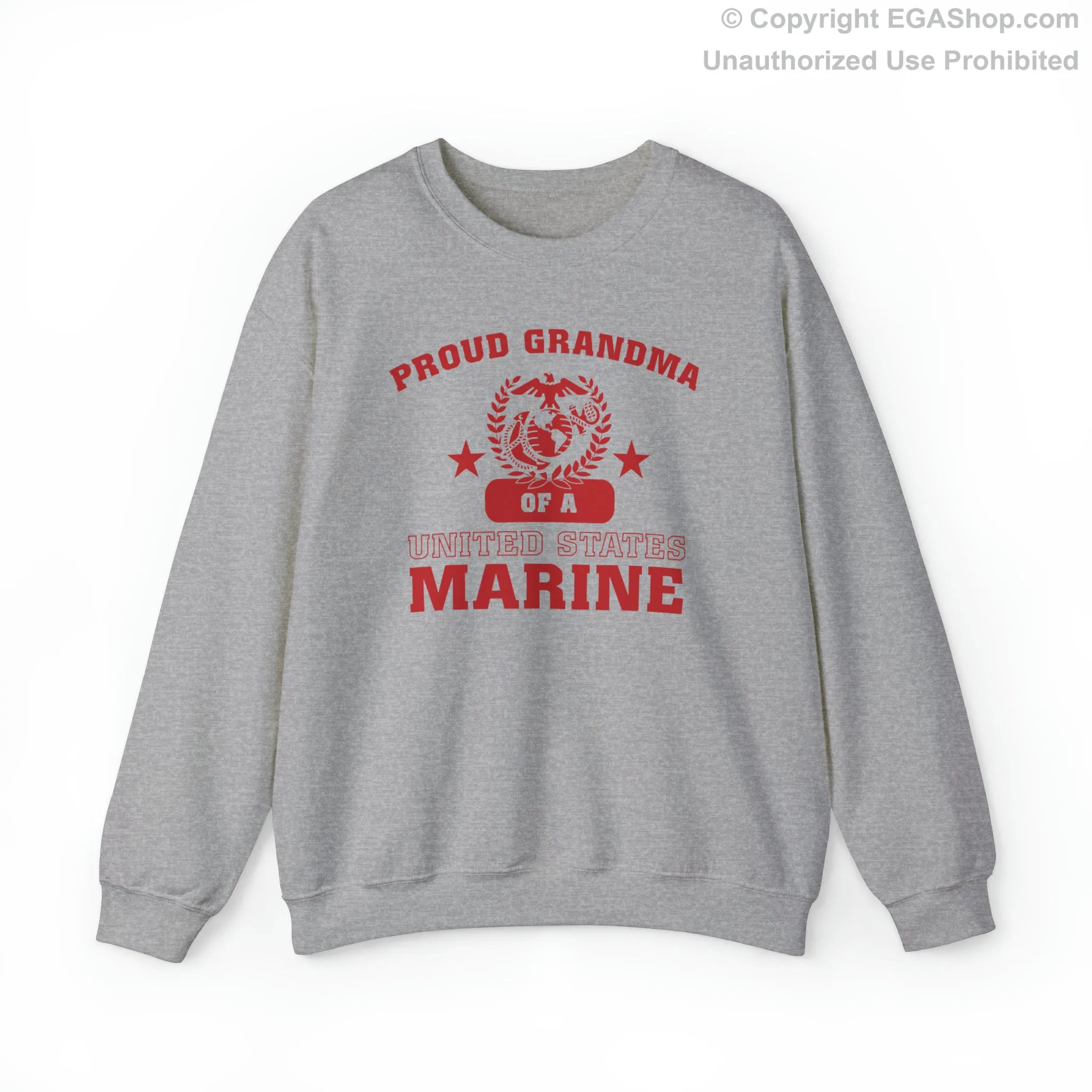Sweatshirt: Proud Grandma of a Marine (Varsity Style, Color Choices)