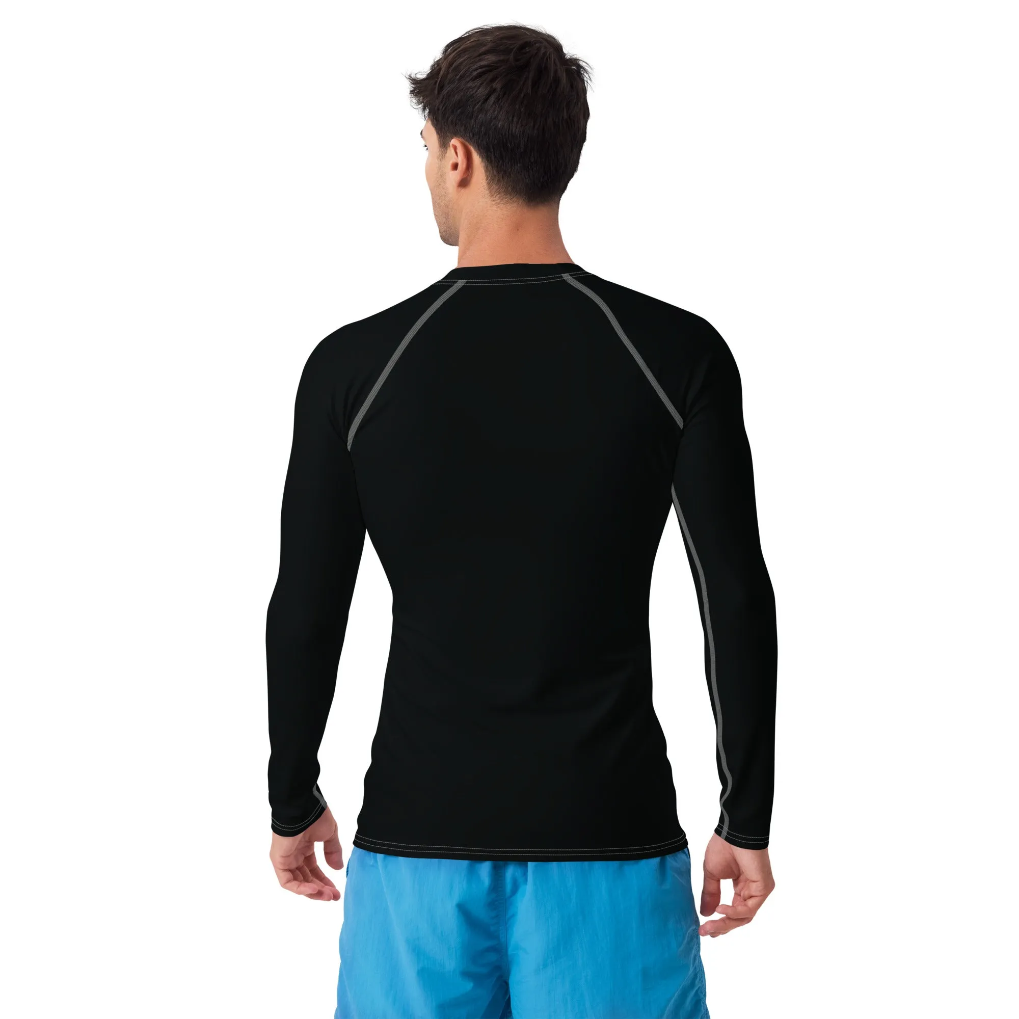 Versatile Coverage: Solid Color Rash Guard for Men - Noir