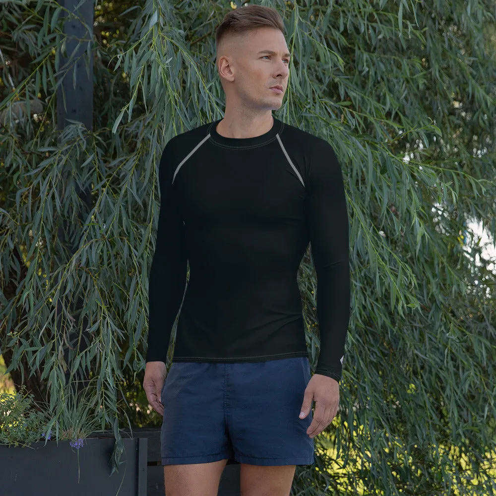 Versatile Coverage: Solid Color Rash Guard for Men - Noir