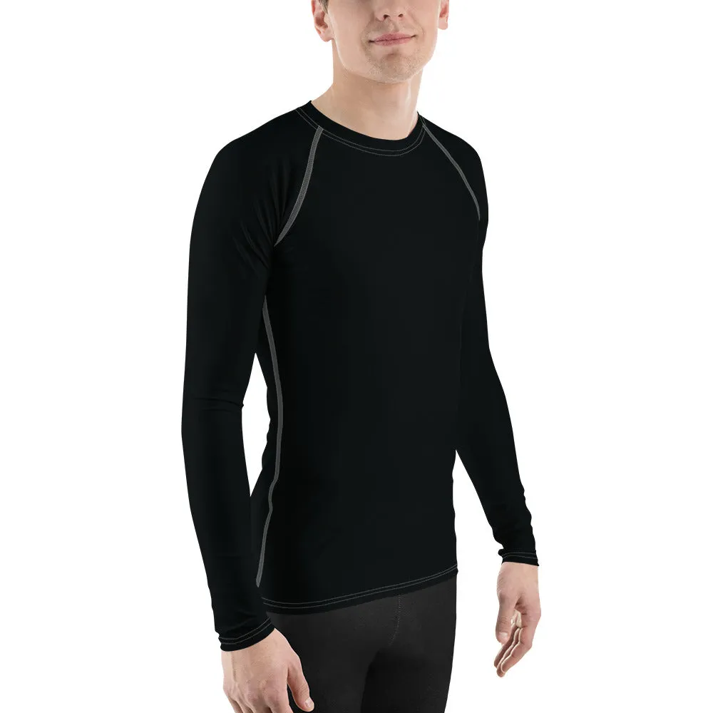 Versatile Coverage: Solid Color Rash Guard for Men - Noir