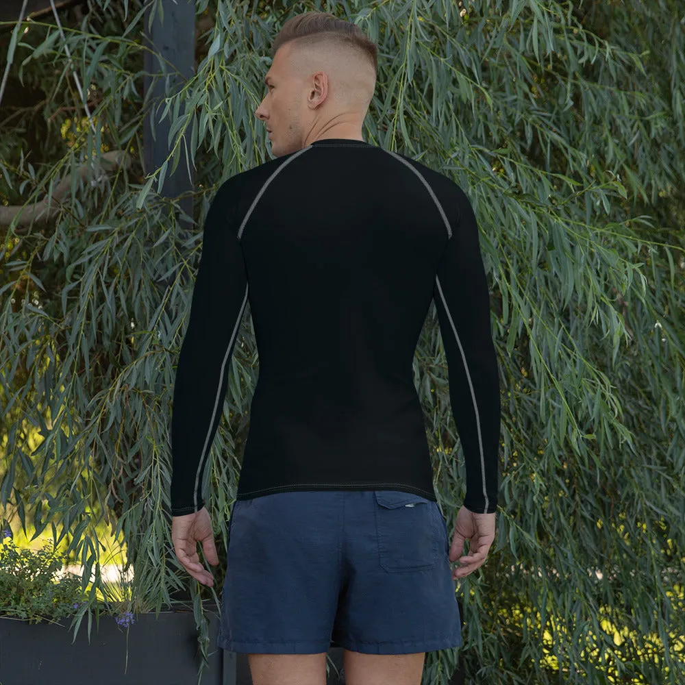 Versatile Coverage: Solid Color Rash Guard for Men - Noir