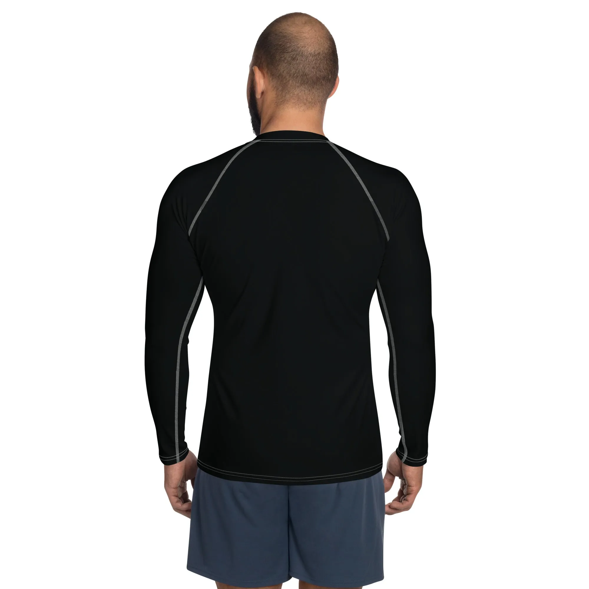 Versatile Coverage: Solid Color Rash Guard for Men - Noir