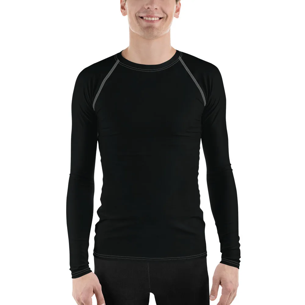 Versatile Coverage: Solid Color Rash Guard for Men - Noir