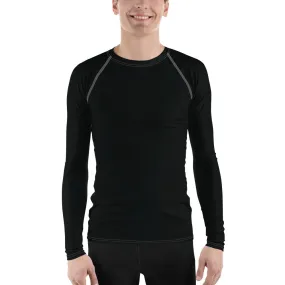 Versatile Coverage: Solid Color Rash Guard for Men - Noir