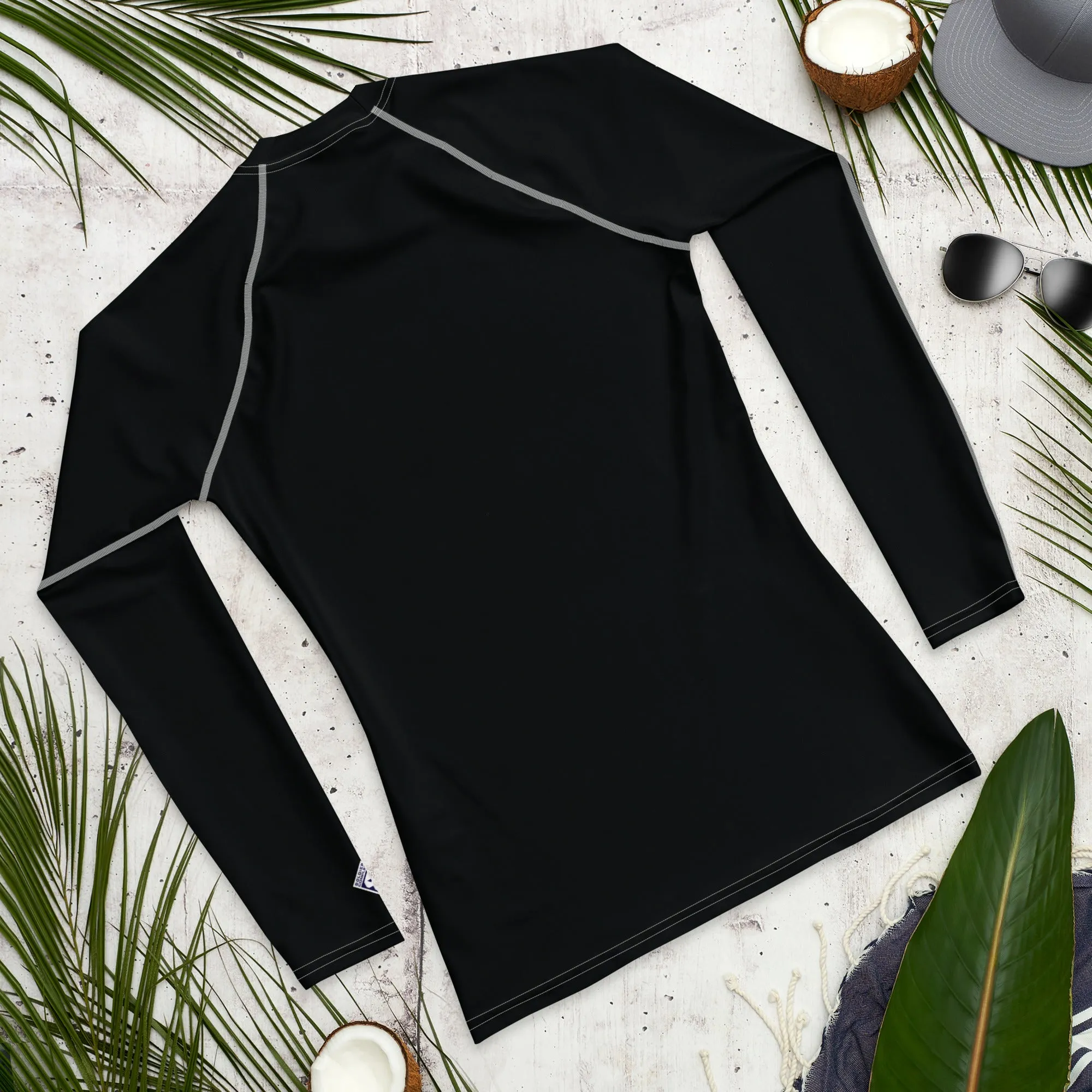 Versatile Coverage: Solid Color Rash Guard for Men - Noir