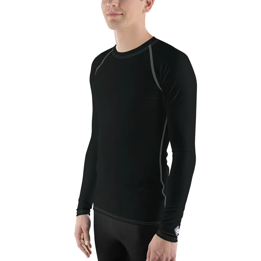 Versatile Coverage: Solid Color Rash Guard for Men - Noir