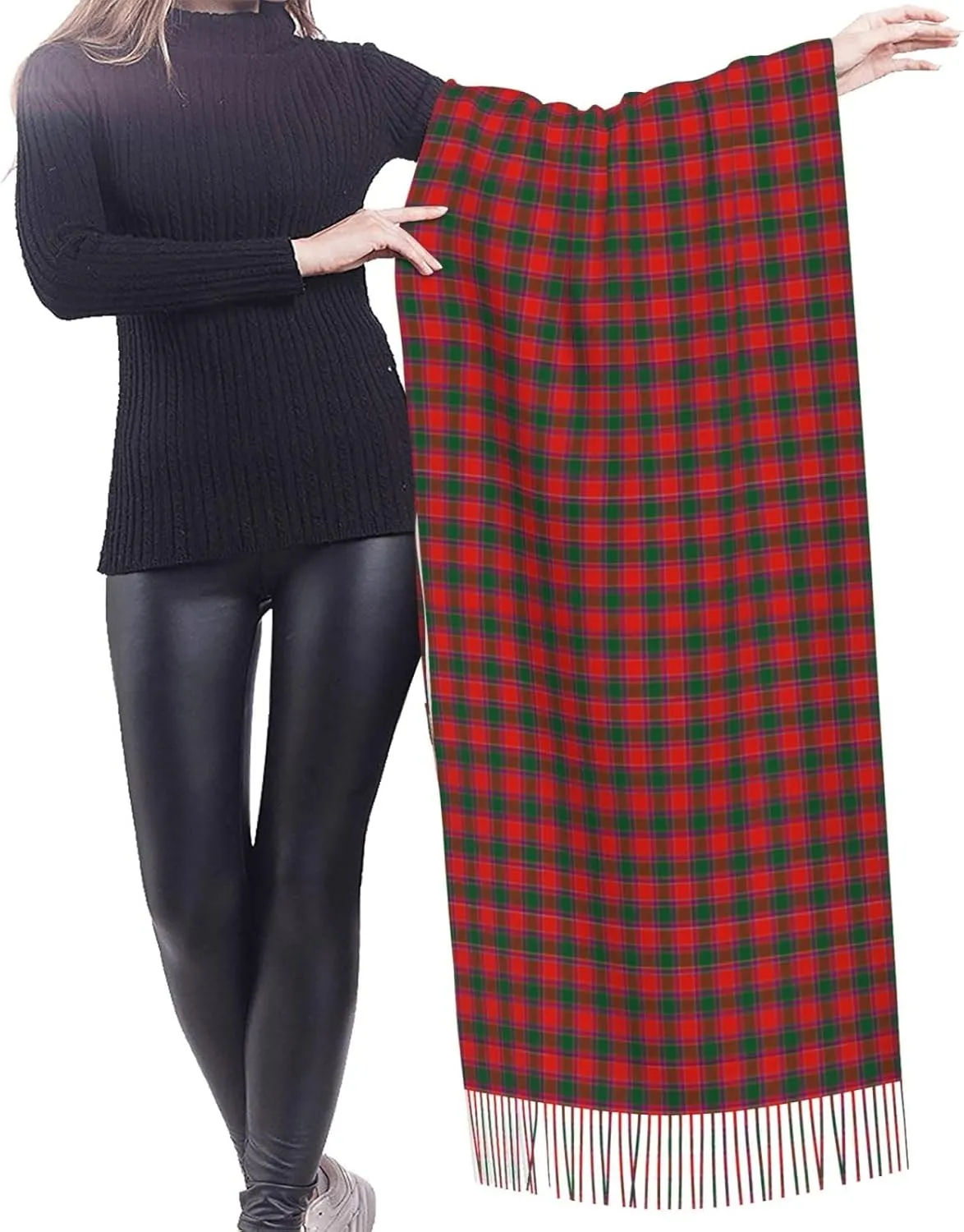 Vintage-Tartan Imitation Cashmere Tassel Scarf Winter Scarf Autumn Softest Classic Warm