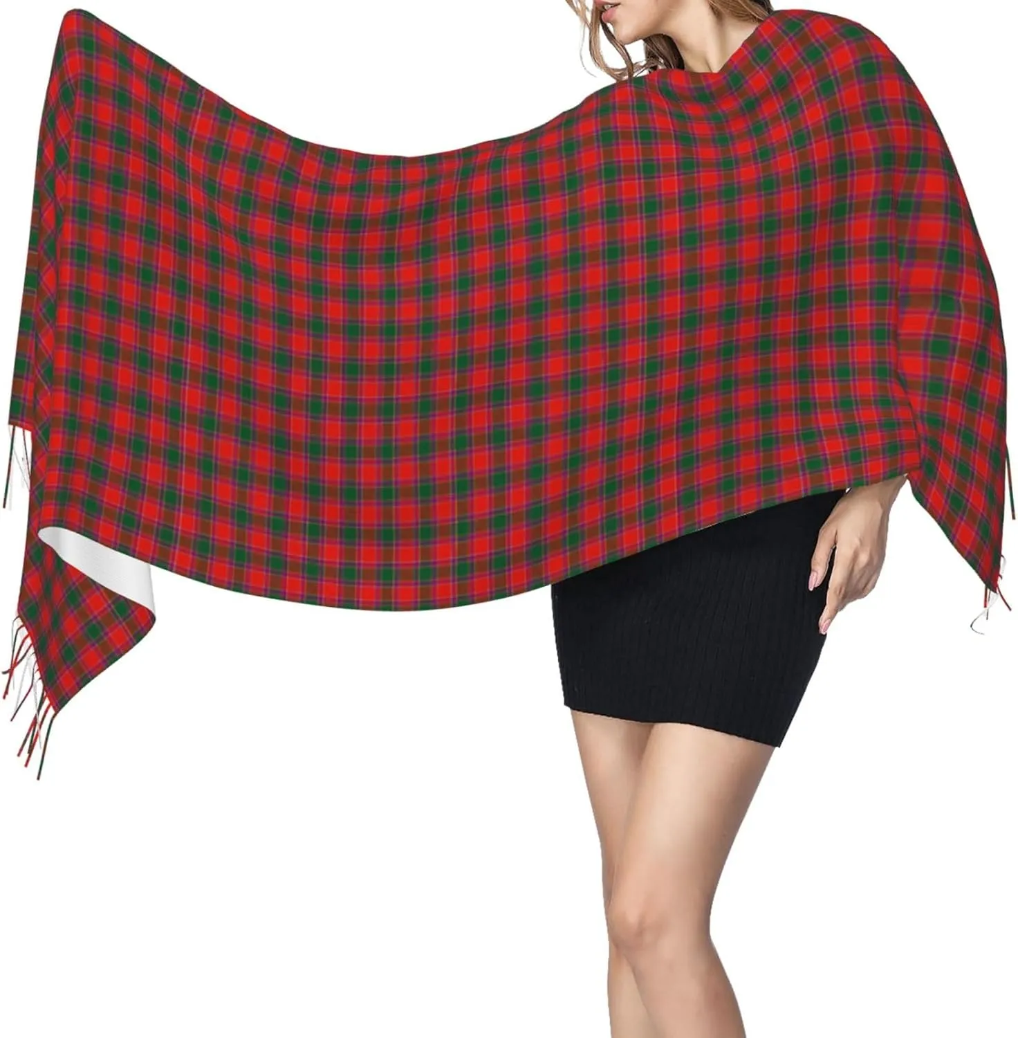Vintage-Tartan Imitation Cashmere Tassel Scarf Winter Scarf Autumn Softest Classic Warm