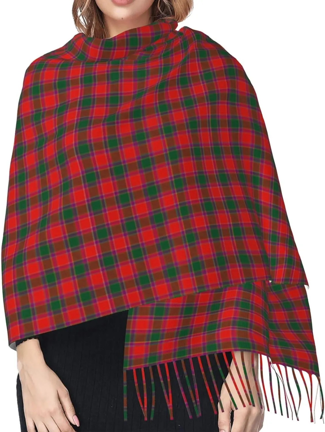 Vintage-Tartan Imitation Cashmere Tassel Scarf Winter Scarf Autumn Softest Classic Warm