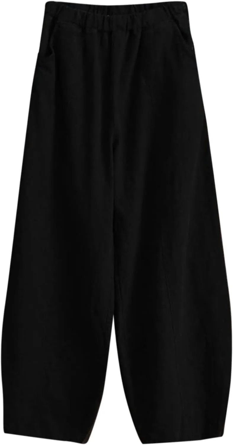 Vintage Wide Leg Work Cotton Spring Fashion Trends Lightweight WomenS Casual Pants Loose Fit Boho Pants Petite Linen