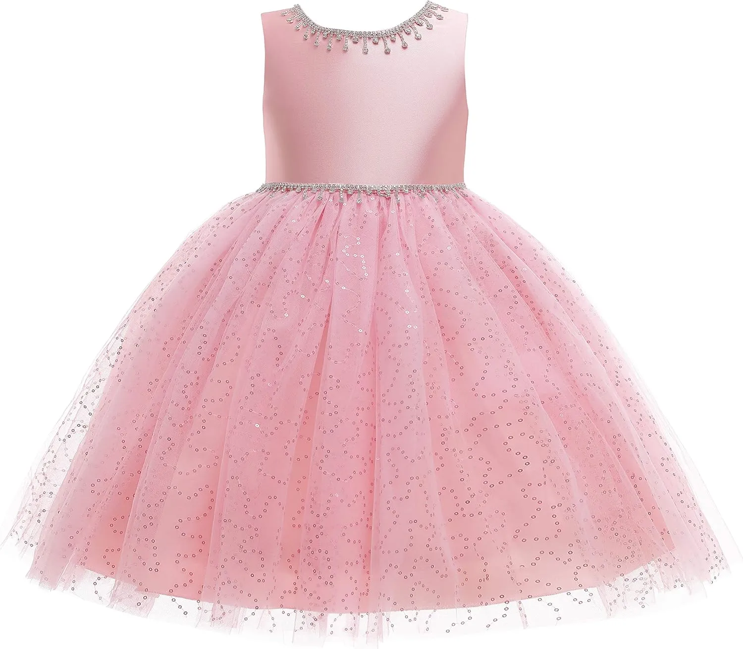 Weileenice Flower Girl Vintage Sequin Dress Kids Sparkly Rhinestone Tulle Formal Photo Shoot Wedding Party Prom Dresses