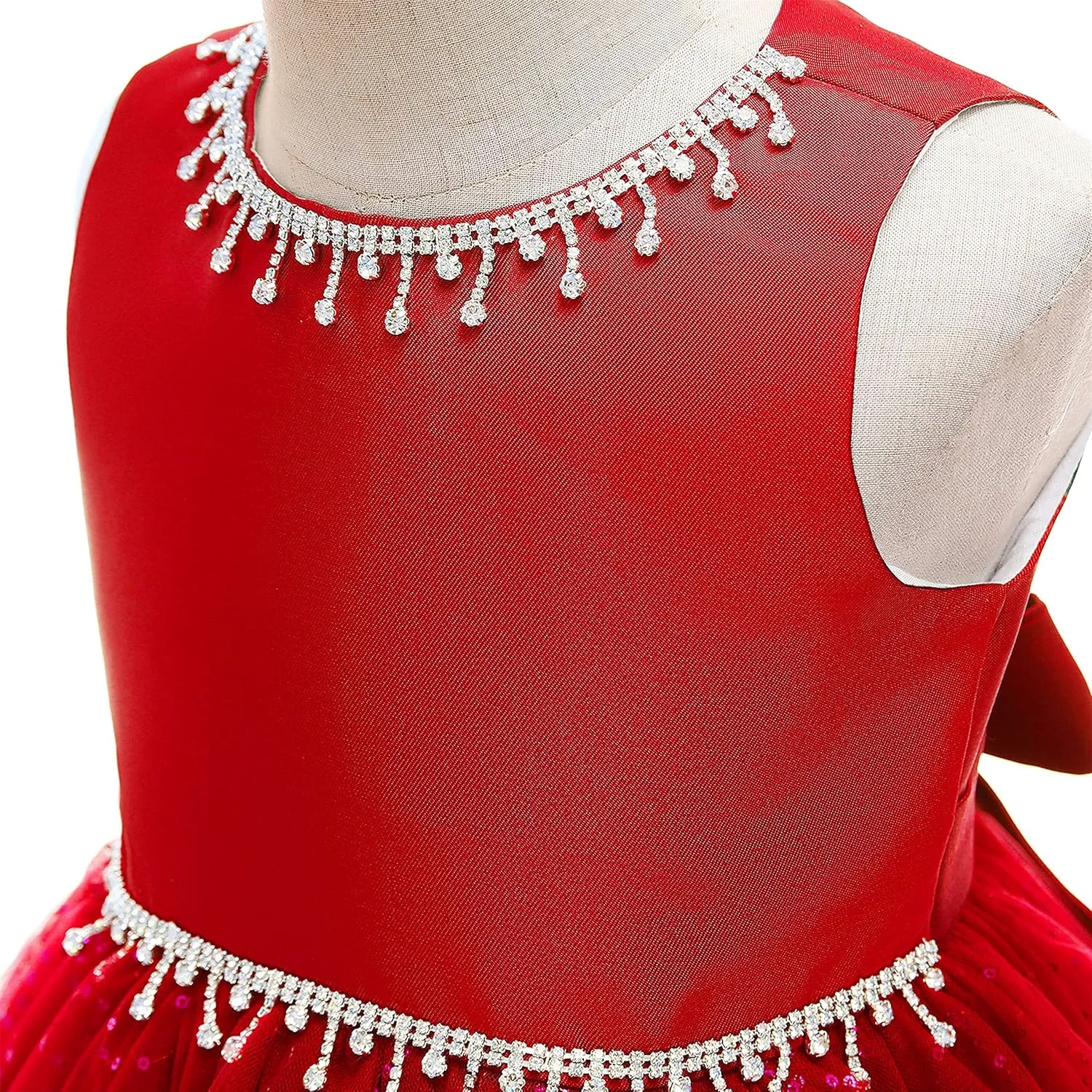 Weileenice Flower Girl Vintage Sequin Dress Kids Sparkly Rhinestone Tulle Formal Photo Shoot Wedding Party Prom Dresses