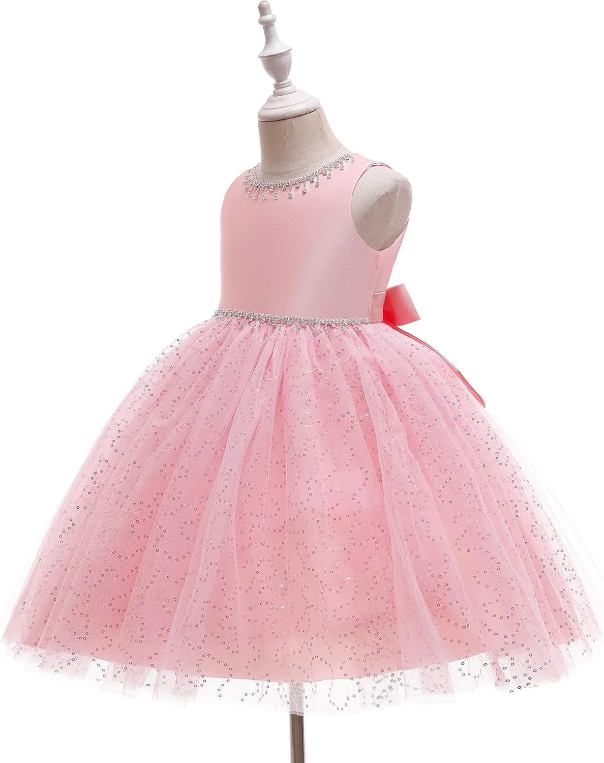 Weileenice Flower Girl Vintage Sequin Dress Kids Sparkly Rhinestone Tulle Formal Photo Shoot Wedding Party Prom Dresses
