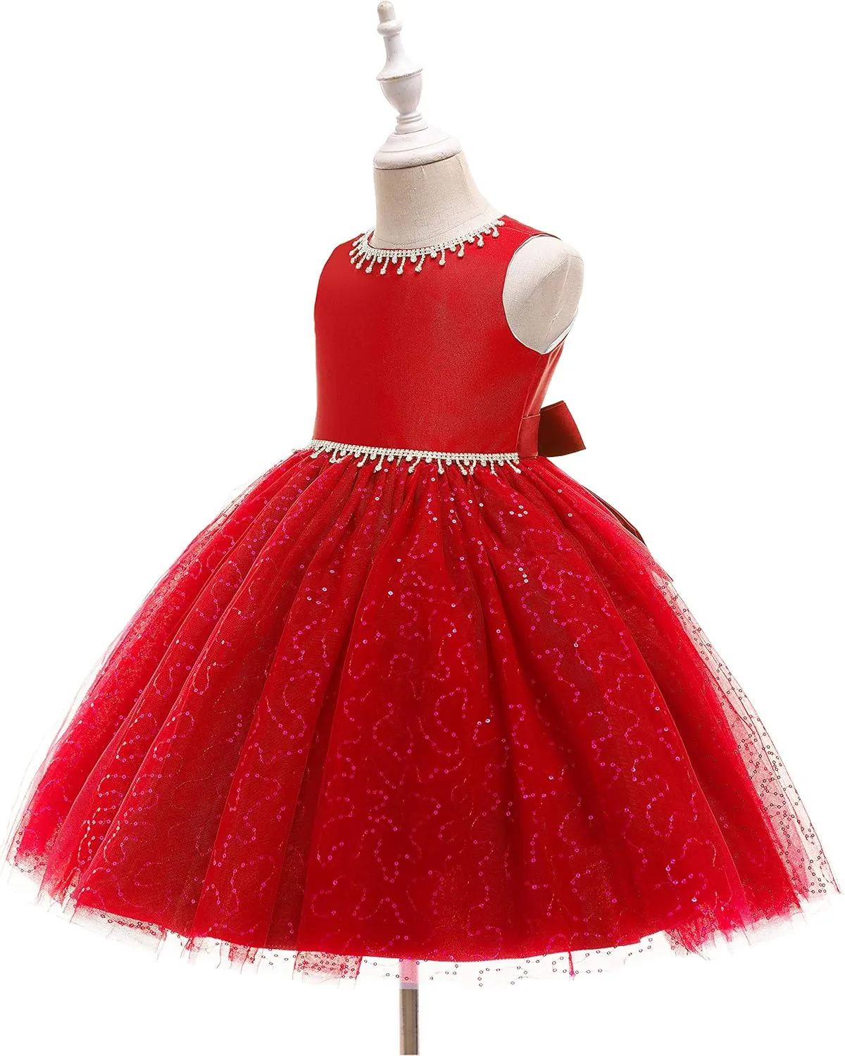 Weileenice Flower Girl Vintage Sequin Dress Kids Sparkly Rhinestone Tulle Formal Photo Shoot Wedding Party Prom Dresses