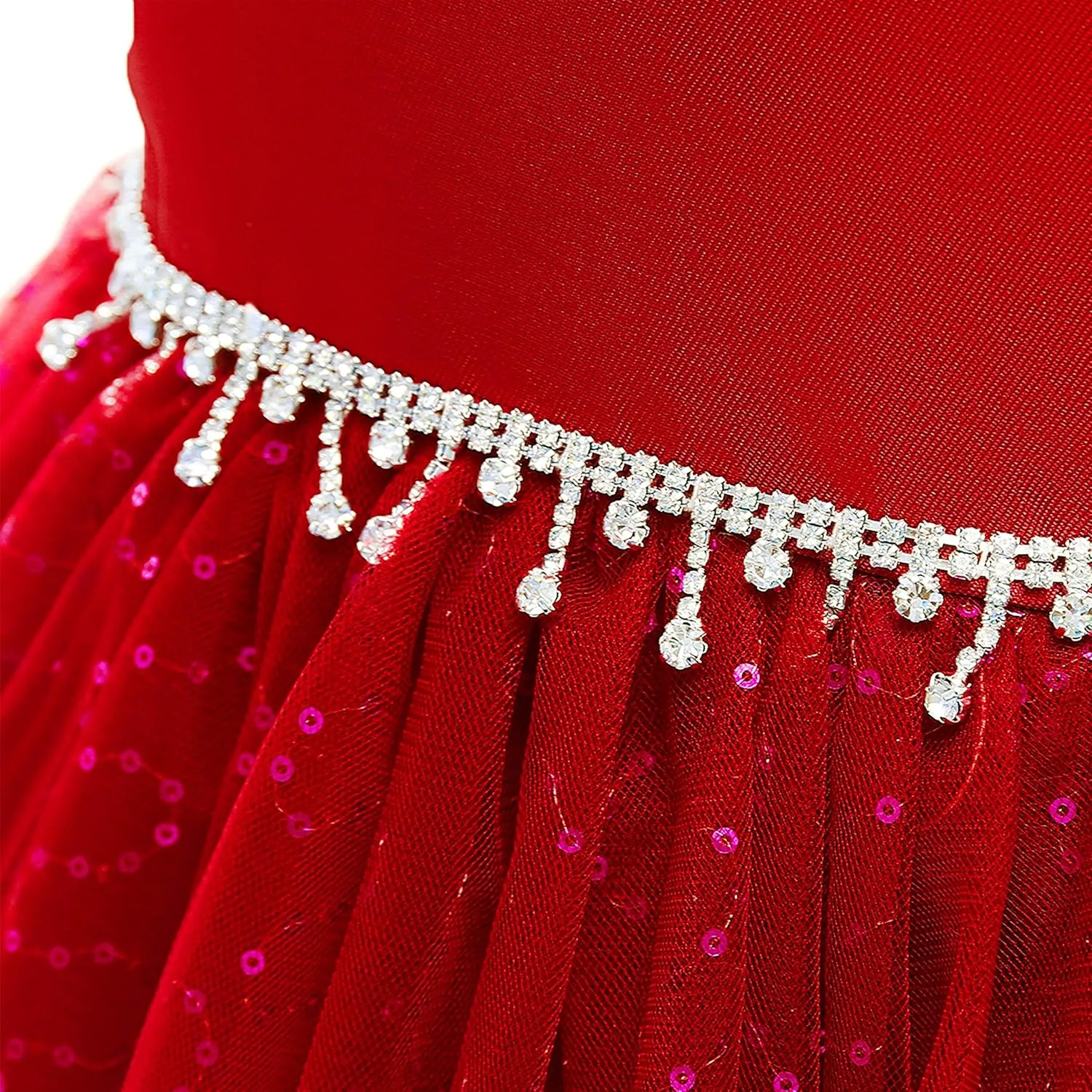 Weileenice Flower Girl Vintage Sequin Dress Kids Sparkly Rhinestone Tulle Formal Photo Shoot Wedding Party Prom Dresses
