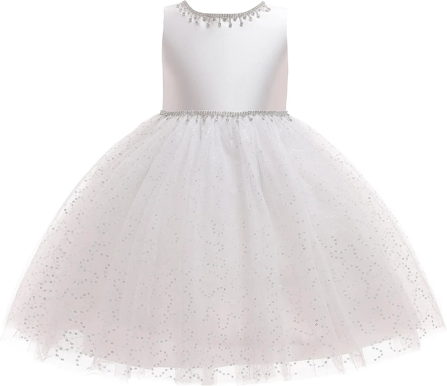 Weileenice Flower Girl Vintage Sequin Dress Kids Sparkly Rhinestone Tulle Formal Photo Shoot Wedding Party Prom Dresses