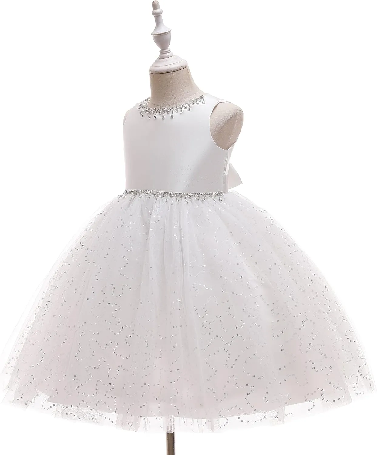 Weileenice Flower Girl Vintage Sequin Dress Kids Sparkly Rhinestone Tulle Formal Photo Shoot Wedding Party Prom Dresses
