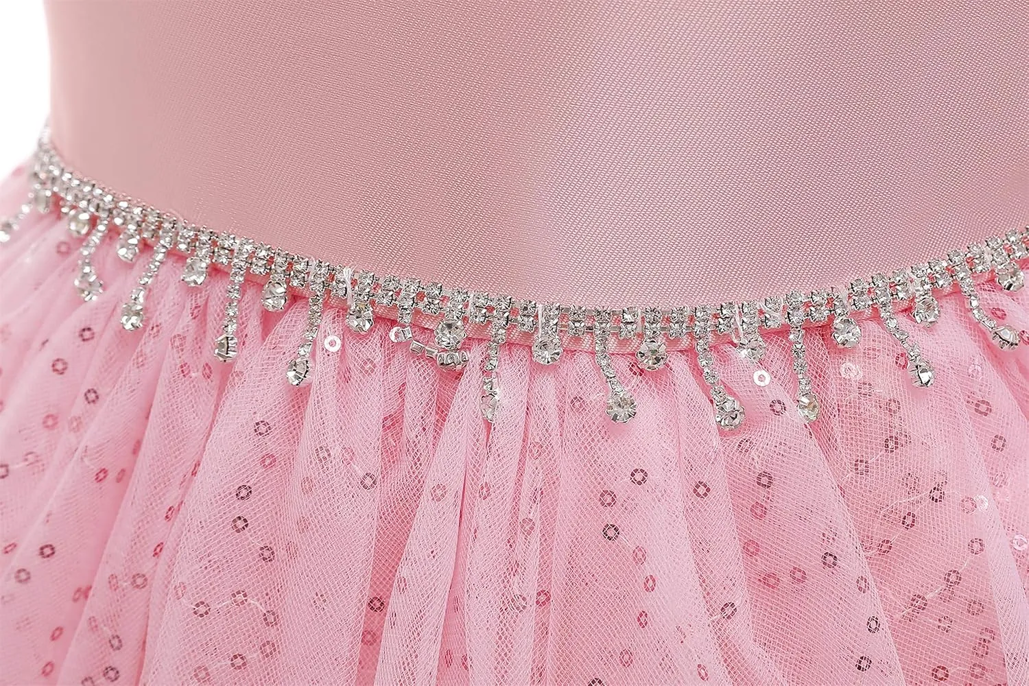 Weileenice Flower Girl Vintage Sequin Dress Kids Sparkly Rhinestone Tulle Formal Photo Shoot Wedding Party Prom Dresses