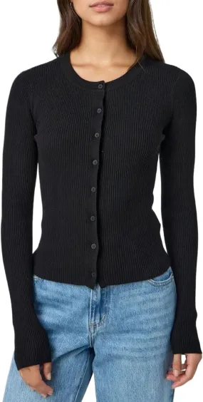 Women Casual Long Sleeve Crewneck Ribbed Knit Crop Cardigan Tight Slim Fit Button Up Sweater Shirts Fall Outfits