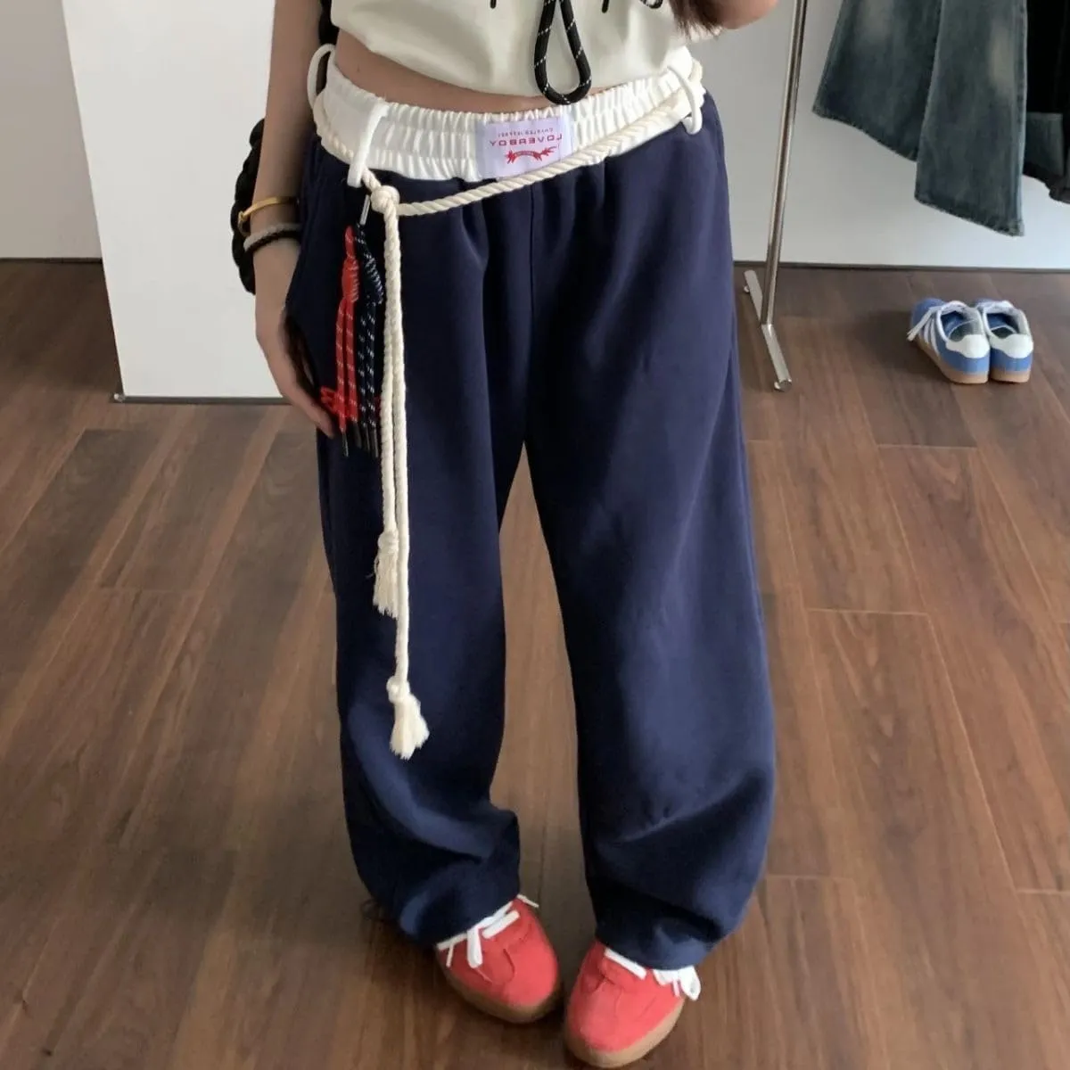 Women Vintage Baggy Sweatpants Y2k Sports Hip Hop Joggers Pants Autumn Casual Fashion Loose Trousers