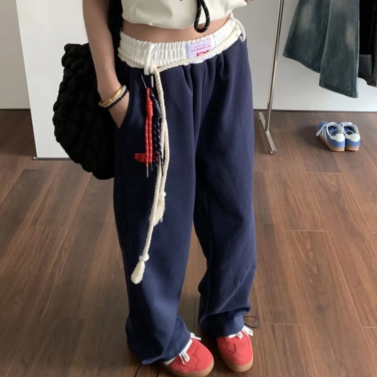 Women Vintage Baggy Sweatpants Y2k Sports Hip Hop Joggers Pants Autumn Casual Fashion Loose Trousers