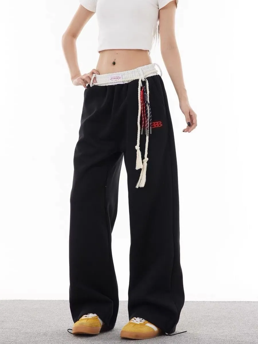 Women Vintage Baggy Sweatpants Y2k Sports Hip Hop Joggers Pants Autumn Casual Fashion Loose Trousers