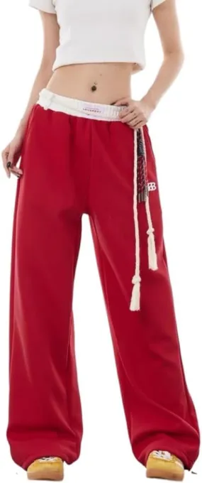 Women Vintage Baggy Sweatpants Y2k Sports Hip Hop Joggers Pants Autumn Casual Fashion Loose Trousers