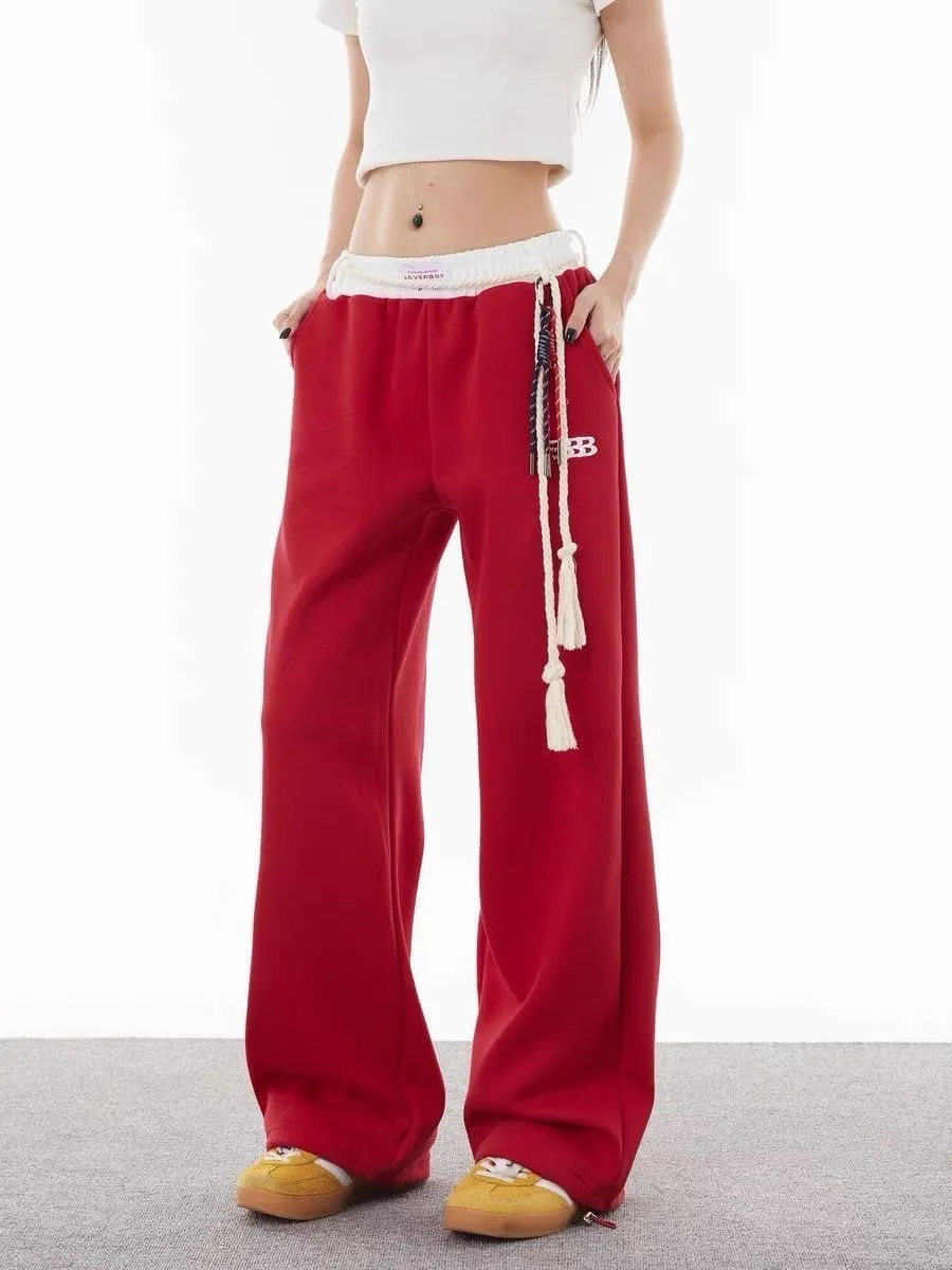 Women Vintage Baggy Sweatpants Y2k Sports Hip Hop Joggers Pants Autumn Casual Fashion Loose Trousers