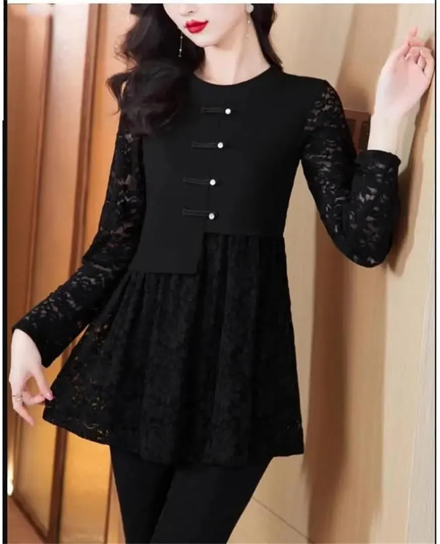 Women's Lace Office Button Shirts Retro Vintage Peplum Tops Blouses
