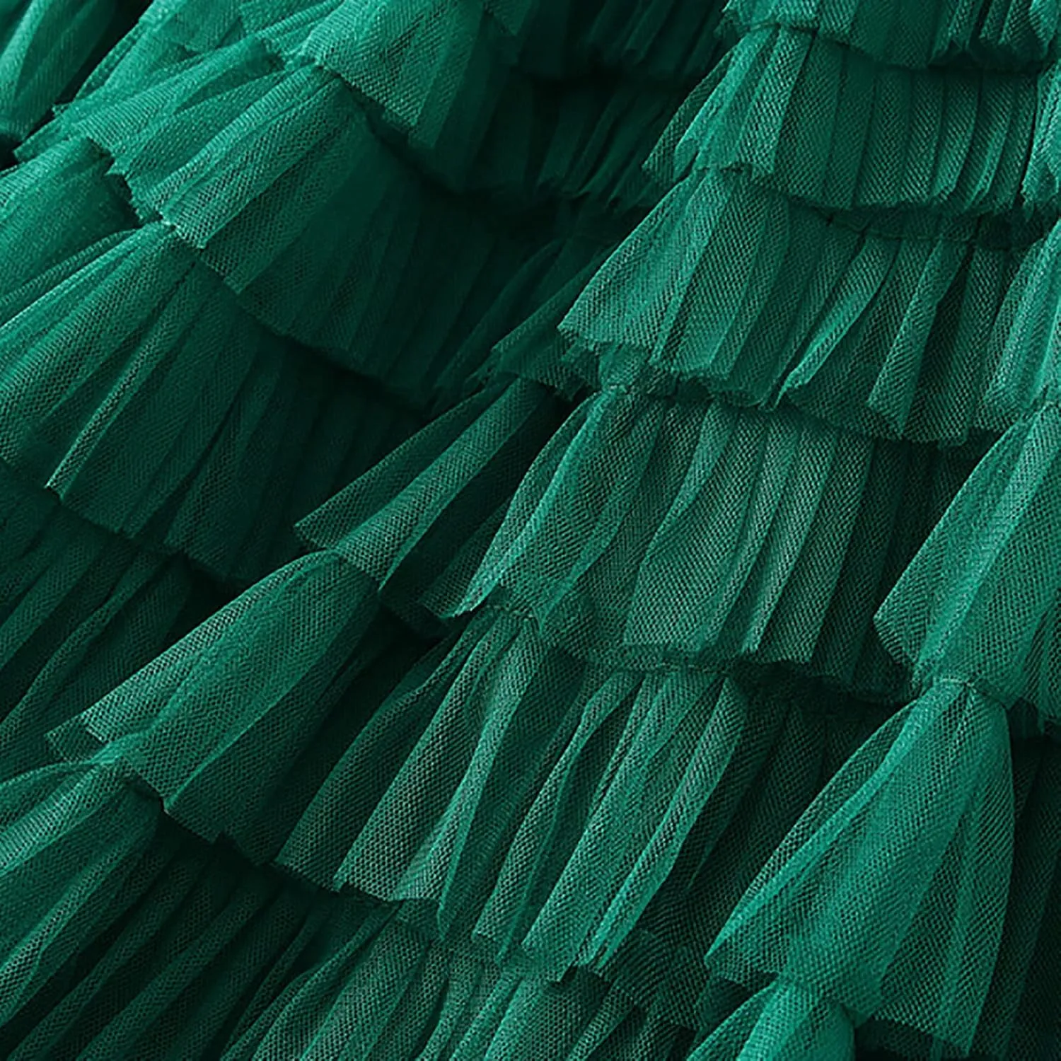 Women's Mesh Maxi Skirts Tiered Ruffle Long Skirt Solid Tulle Skirt High Waist Puffy Midi Skirts for Party Prom