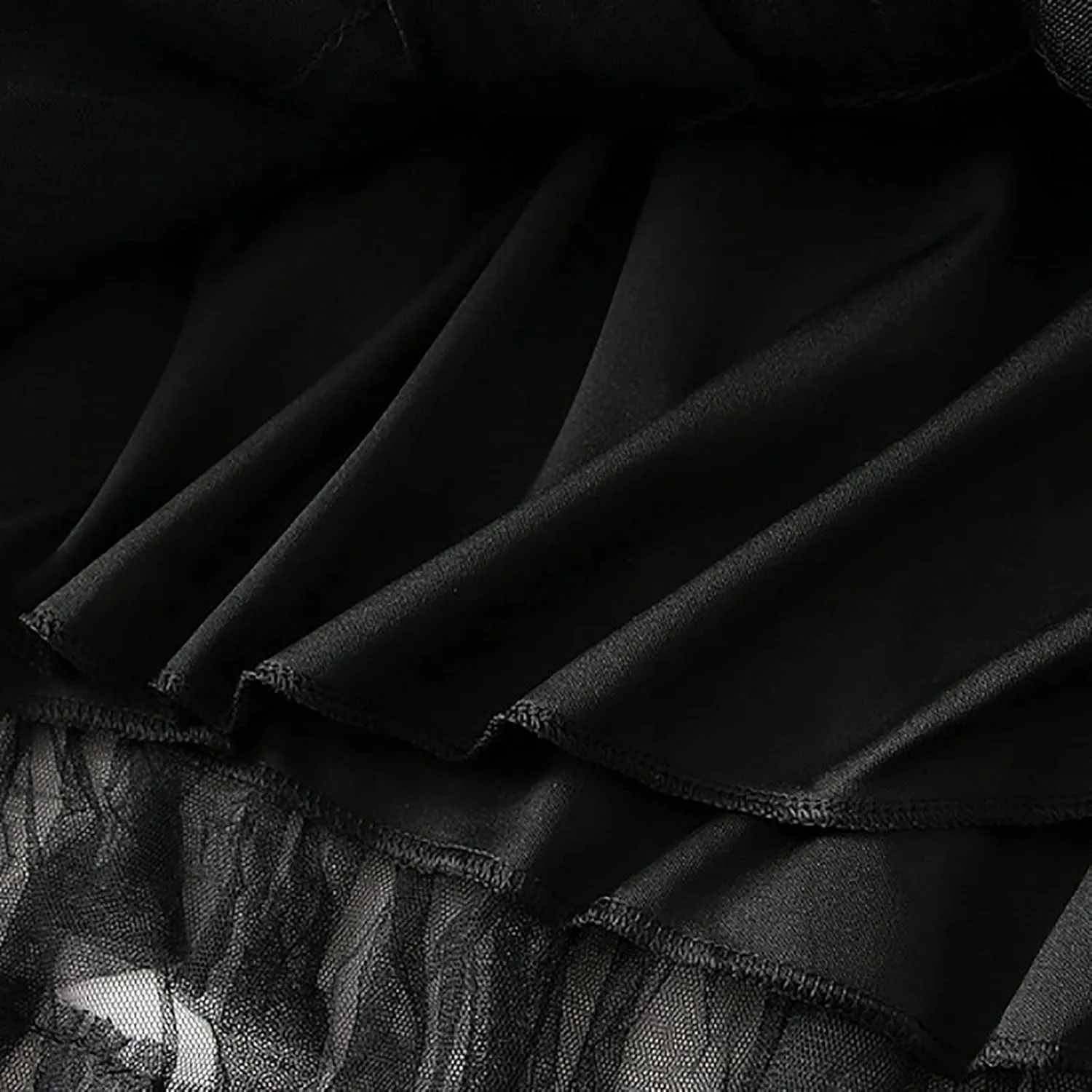 Women's Mesh Maxi Skirts Tiered Ruffle Long Skirt Solid Tulle Skirt High Waist Puffy Midi Skirts for Party Prom