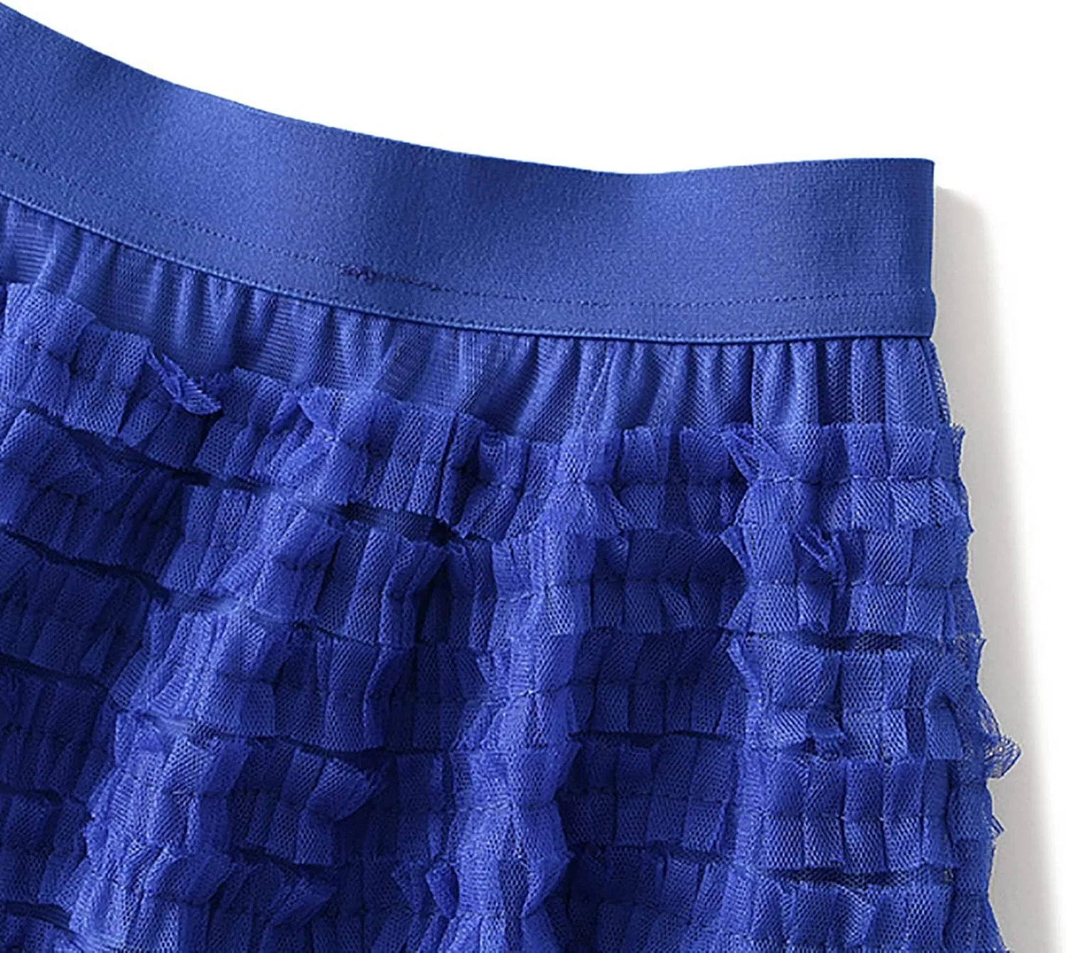 Women's Mesh Maxi Skirts Tiered Ruffle Long Skirt Solid Tulle Skirt High Waist Puffy Midi Skirts for Party Prom