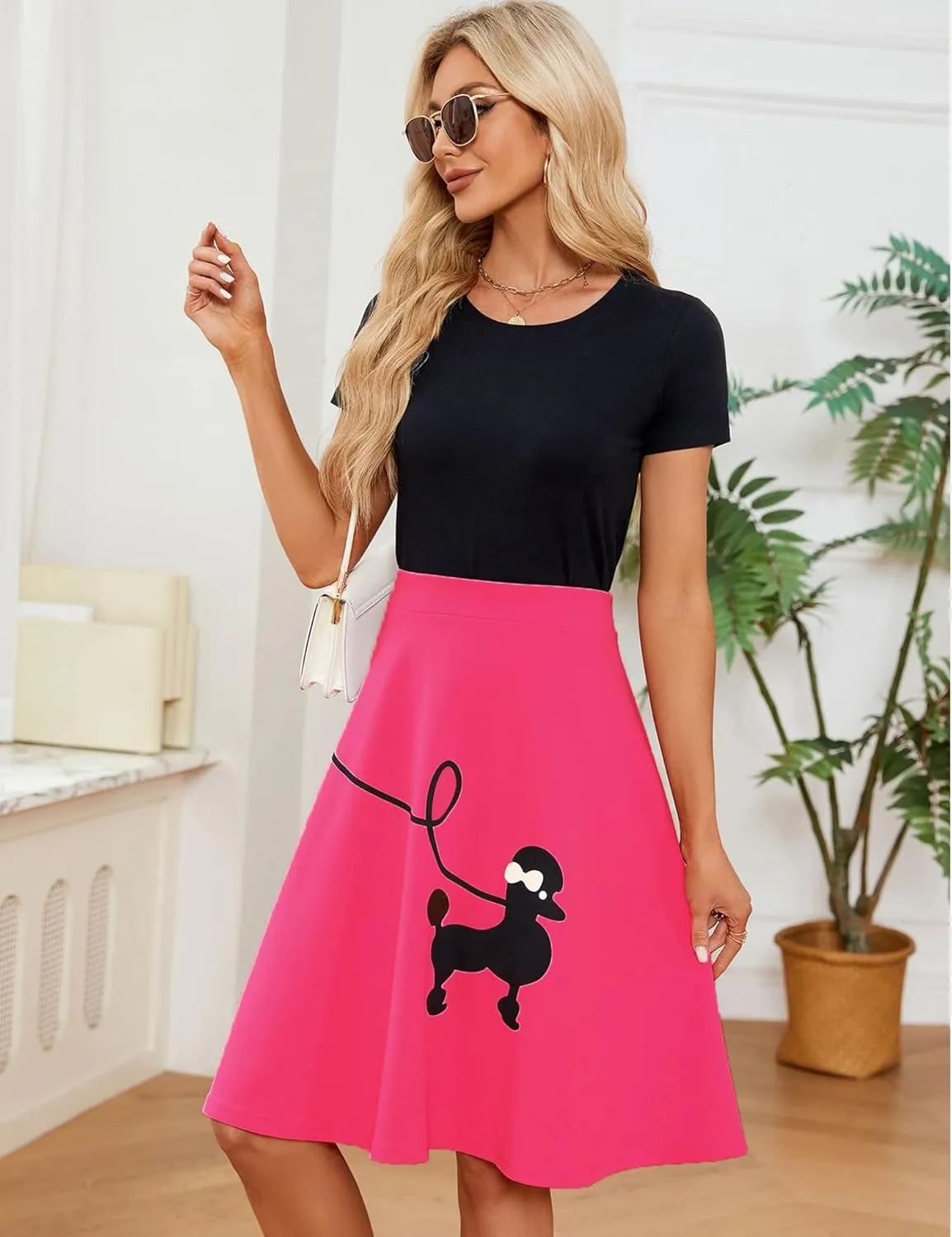 Women's Poodle Skirts 50s Halloween Costume Adult Outfit 2025 High Waist Vintage Skirt Swing Pleated Party Skirts